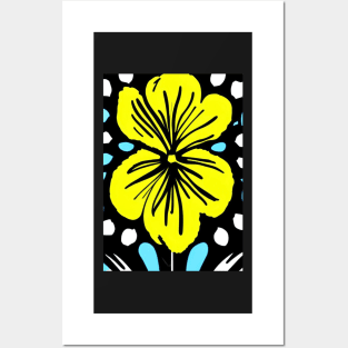 STUNNING YELLOW FLOWERS BLACK BACKGROUND Posters and Art